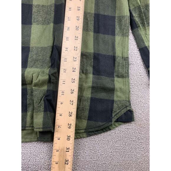 Burnside Shirt Men XL Army Green Button Down Long Sleeve Chest Pockets Plaid - Picture 8 of 10